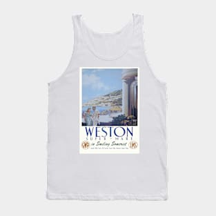 Vintage GWR travel poster advert for Weston Super - Mare Tank Top